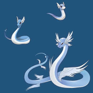 哈克龙与迷你龙插画蓝色背景 — 任天堂 壁紙
