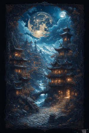 西藏，夜景，哥特，超现实，数字艺术，壁纸，神秘 — iPhone 4 壁紙