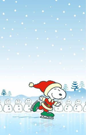 圣诞史努比冰上滑行壁纸