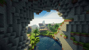 Minecraft 大洞穴 牆壁 森林 HD 桌布