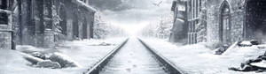 地铁：离去雪中建筑壁纸 — 32:9 壁紙