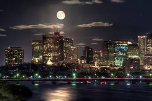 夜间璀璨摩天大楼与桥梁壁纸 — 夜晚 壁紙
