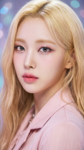 近距離拍攝的女性Kpop偶像肖像，呈現柔和粉彩美學 — Kpop 動圖 壁紙