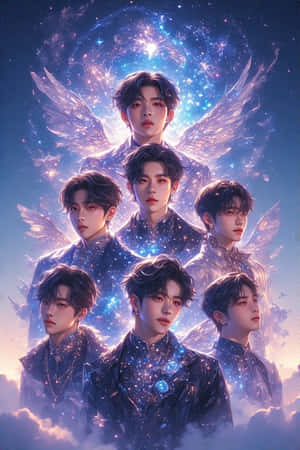 BTS,K-pop,夢幻,寫實,魔法,數位藝術,宇宙,如夢般,團體 — iPhone 4 壁紙