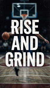 籃球場場景上的勵志名言「RISE AND GRIND」。 — 篮球 壁紙