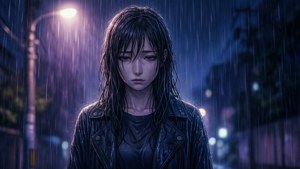 黑川伊札那在憂鬱雨夜中的場景。 — 東京復仇者 壁紙