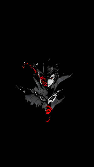 AMOLED桌布，黑色背景中的Persona 5小丑