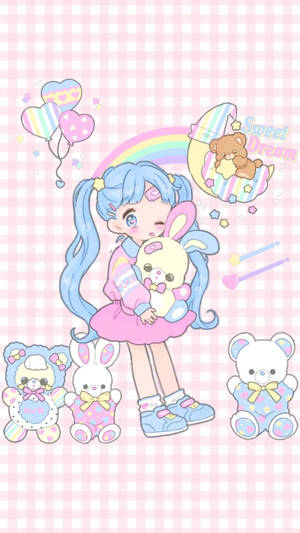 可愛彩虹動漫女孩桌布