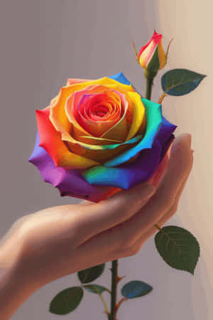 花朵，手，情人節，玫瑰，靈性，驕傲，LGBTQ，彩虹，愛
