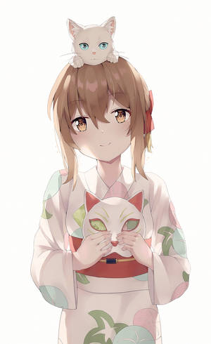 《想哭的我戴上了猫的面具》美代穿和服壁纸 — 联想Tab 壁紙