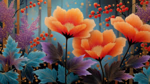 抽象，日式，绘画，花卉，花朵，鲜艳，艺术，自然，设计，插画，传统，现代，枝叶，植物，艺术性