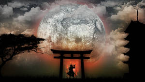 日本武士月下鳥居 — 日本武士 壁紙