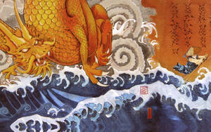 日本龙画波涛汹涌 — 日本龍 壁紙
