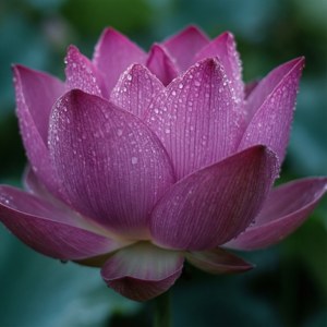莲花微距特写，晶莹露珠点缀，紫粉色调鲜艳动人。 — 蓮花 壁紙