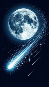動態SVG桌布，呈現月亮與流星軌跡。 — 月亮 壁紙