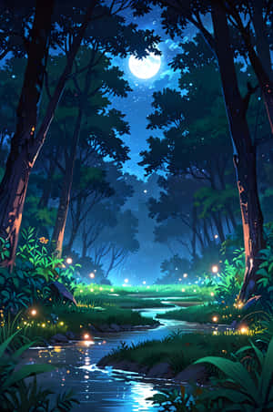 树木，阳光，截图，河流，倒影，植物，夜晚，月光，午夜，照明，光线，森林，花朵，傍晚，黄昏，黑暗，圣诞，树枝，秋日，迷人环境 — 花朵 GIF 壁紙