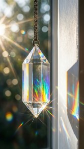 水晶棱鏡在牆上投射出繽紛的彩虹光芒 — iPhone 8 壁紙