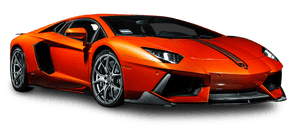 橘色藍寶堅尼Aventador側面視角