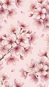 柔和美學的壁紙，粉紅背景上帶有水彩櫻花。 — 柔和美學動態圖 壁紙