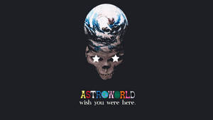 酷炫美學 Astroworld 桌布，帶有驚人藝術地球骷髏設計。 — iMac 壁紙