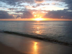 沙灘夕照圖片 — 海灘日落 壁紙