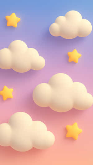柔和光線，漂浮，雲朵，星星，天空，夢幻，月亮，夜晚，色彩