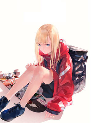 滑板动漫女孩卫衣壁纸 — 動漫女孩連帽衫 壁紙