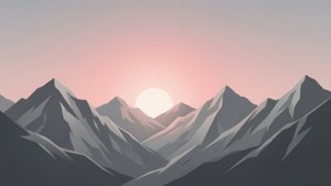 简约山脉，柔和日出色调 — 灰色调 壁紙