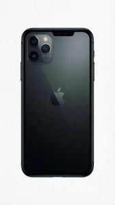 白色背景上iPhone 11 Pro Max的極簡剪影插圖。