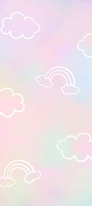粉彩雲朵與彩虹背景 — 柔和彩虹 壁紙