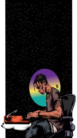 Travis Scott在外太空的藝術Astroworld桌布 — 纯黑 壁紙