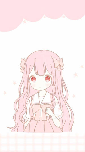 粉色丝带可爱动漫女孩 — 可愛動漫 壁紙
