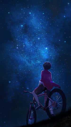 紅衣騎士夜騎仰望動漫星空 — 动漫手机 壁紙