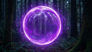 黑暗森林中一顆奇幻的霓虹紫色球體。 — 霓虹紫 壁紙