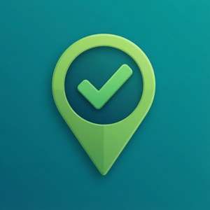 帶勾選記號的平面地圖圖釘，代表成功定位，UI風格。 — 华为nova Flip S 壁紙