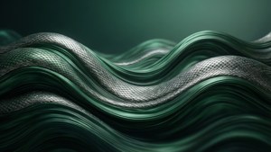 以史萊哲林色系呈現的流暢抽象波浪。 — 斯莱特林美學 壁紙