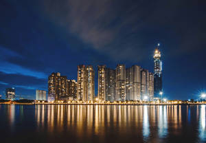 城市轮廓夜景全景壁纸 — 夜晚 壁紙