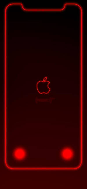 带边框的Apple标志霓虹红色iPhone XR壁纸 — iPhone Xr 壁紙
