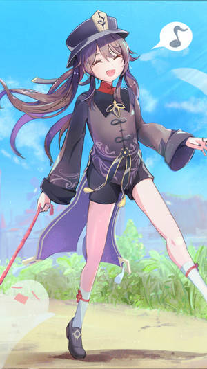 胡桃唱歌原神手机壁纸