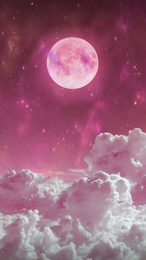 草莓霓虹月壁纸