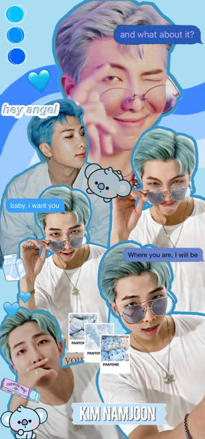 藍色 BTS RM 可愛 — iPhone 17 壁紙