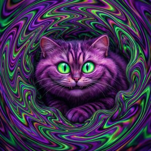 柴郡貓在迷幻色彩漩渦中。 — 柴郡猫 壁紙