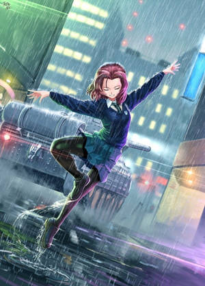 雨中跳舞的动漫女孩壁纸 — 动漫舞蹈 壁紙