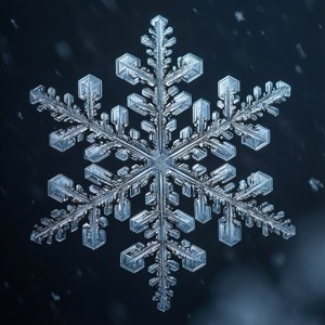 雪花晶体结构的详细微距拍摄。