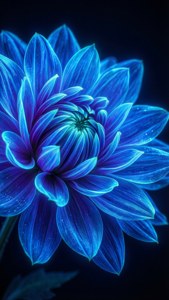 微距特寫一朵在黑暗中散發螢光藍的花卉。 — iPhone Se 壁紙