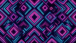 適用於雙螢幕的霓虹幾何圖案。