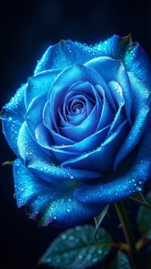 近距離拍攝一朵發光的霓虹藍玫瑰 — 霓虹蓝 壁紙