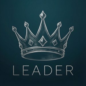 在青色背景上，褪色的银色皇冠轮廓，带有“LEADER”文字。 — 摩托罗拉 Razr 2026 壁紙