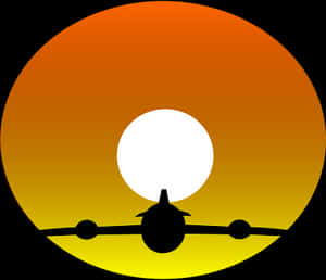 飛機剪影夕陽