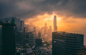 香港天际线日落壁纸